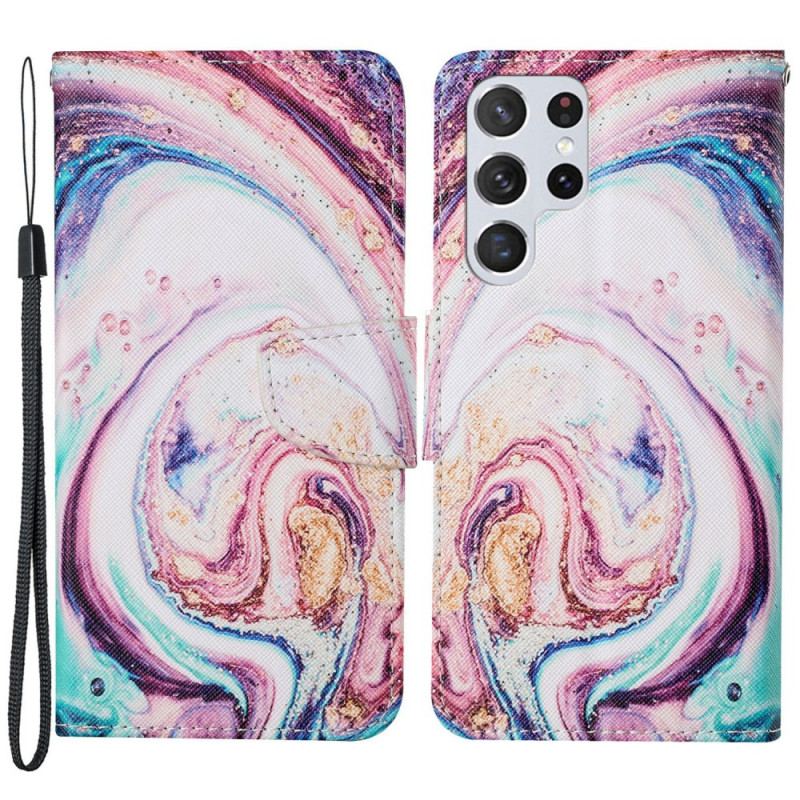 Housse Samsung Galaxy S22 Ultra 5G Marbre avec Lanière