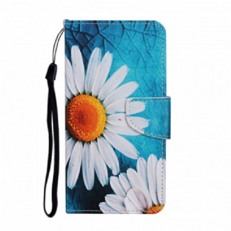Housse Samsung Galaxy S22 Ultra 5G Marguerites à Lanière