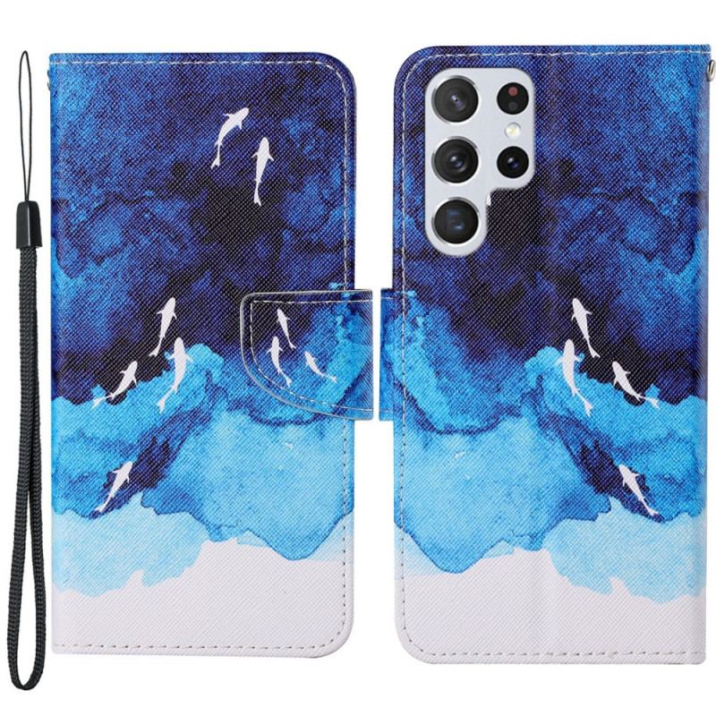 Housse Samsung Galaxy S22 Ultra 5G Mer avec lanière