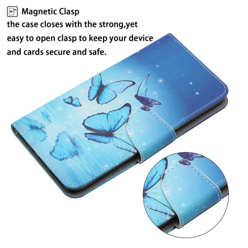 Housse Samsung Galaxy S22 Ultra 5G Papillons Bleus