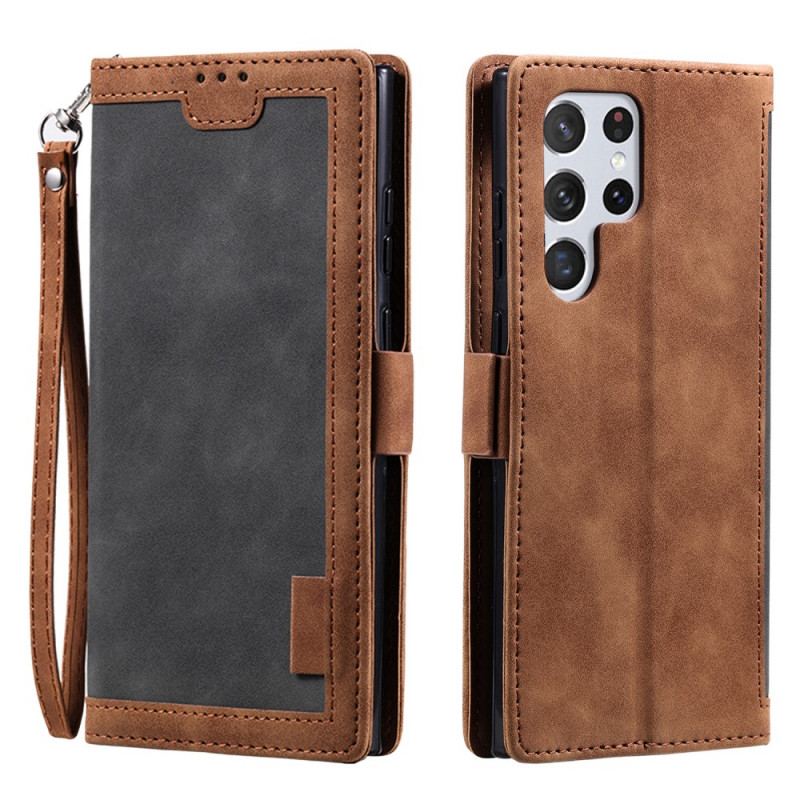 Housse Samsung Galaxy S22 Ultra 5G Simili Cuir Bicolore Contours Renforcés
