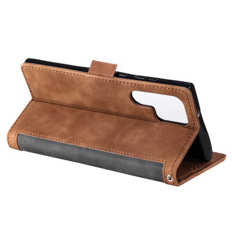 Housse Samsung Galaxy S22 Ultra 5G Simili Cuir Bicolore Contours Renforcés