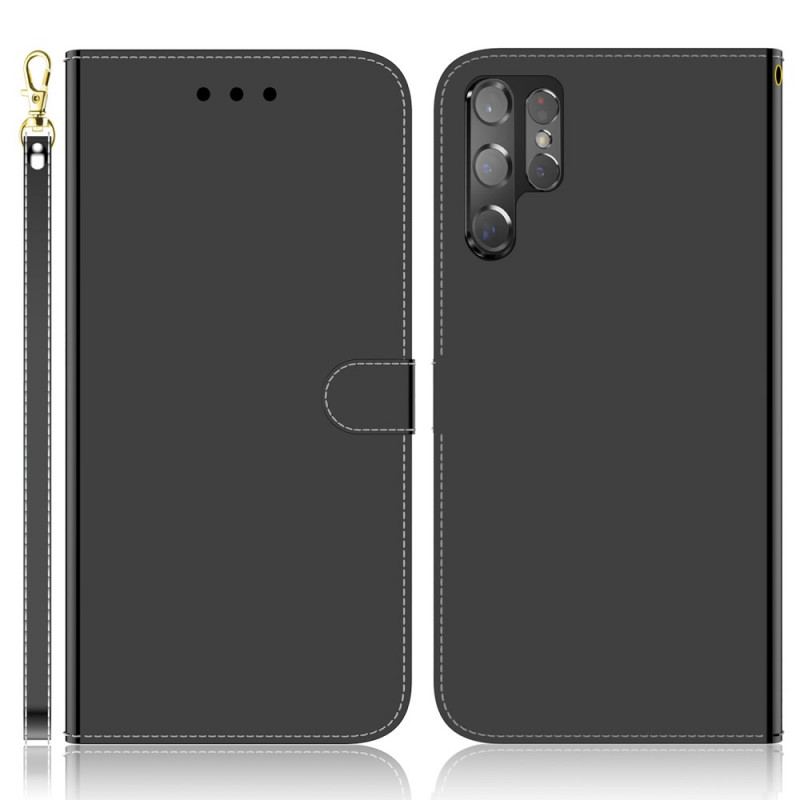 Housse Samsung Galaxy S22 Ultra 5G Simili Cuir Couverture Miroir