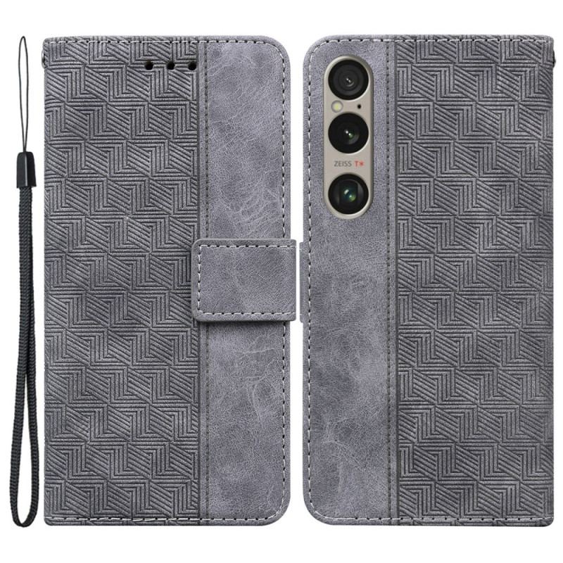 Housse Sony Xperia 1 VI Motif Tissé à Lanière