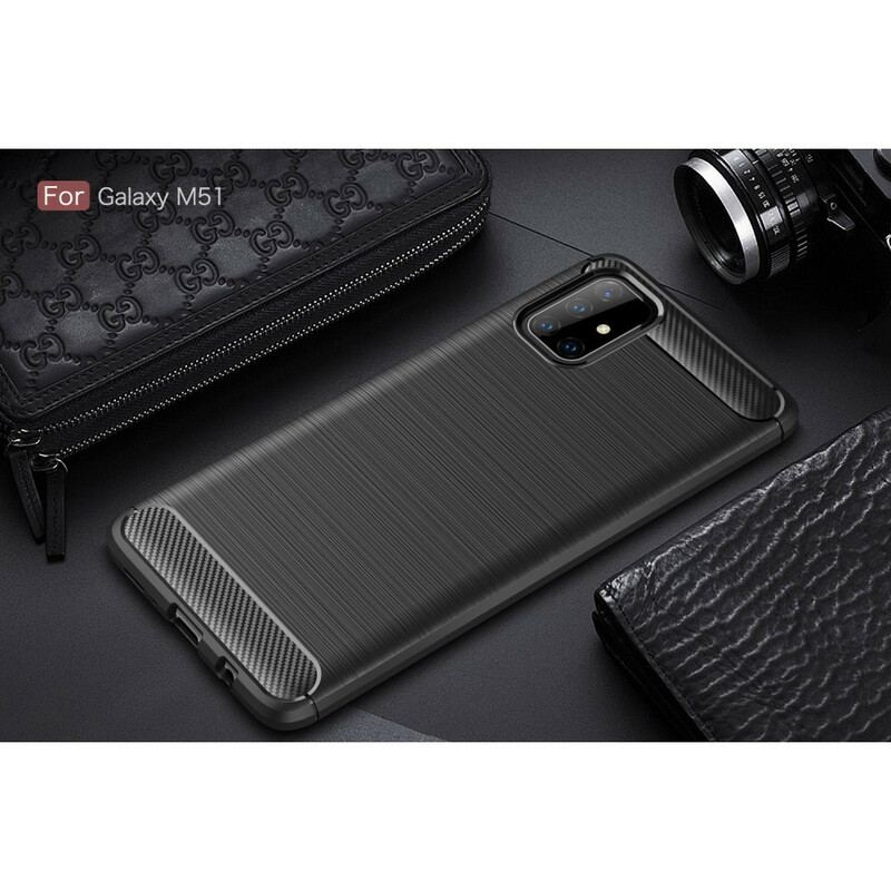 Coque Samsung Galaxy M51 Fibre Carbone Brossée