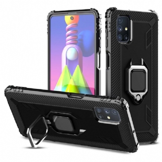 Coque Samsung Galaxy M51 Ring et Fibre Carbone