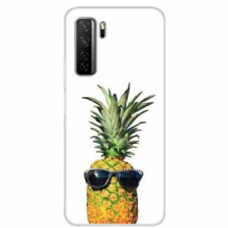 Coque Huawei P40 Lite 5G Transparente Ananas à Lunettes