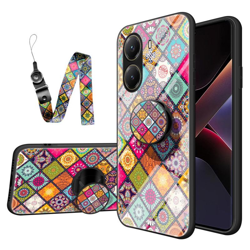 Coque Poco X7 Pro 5G Support et Lanière Patchwork