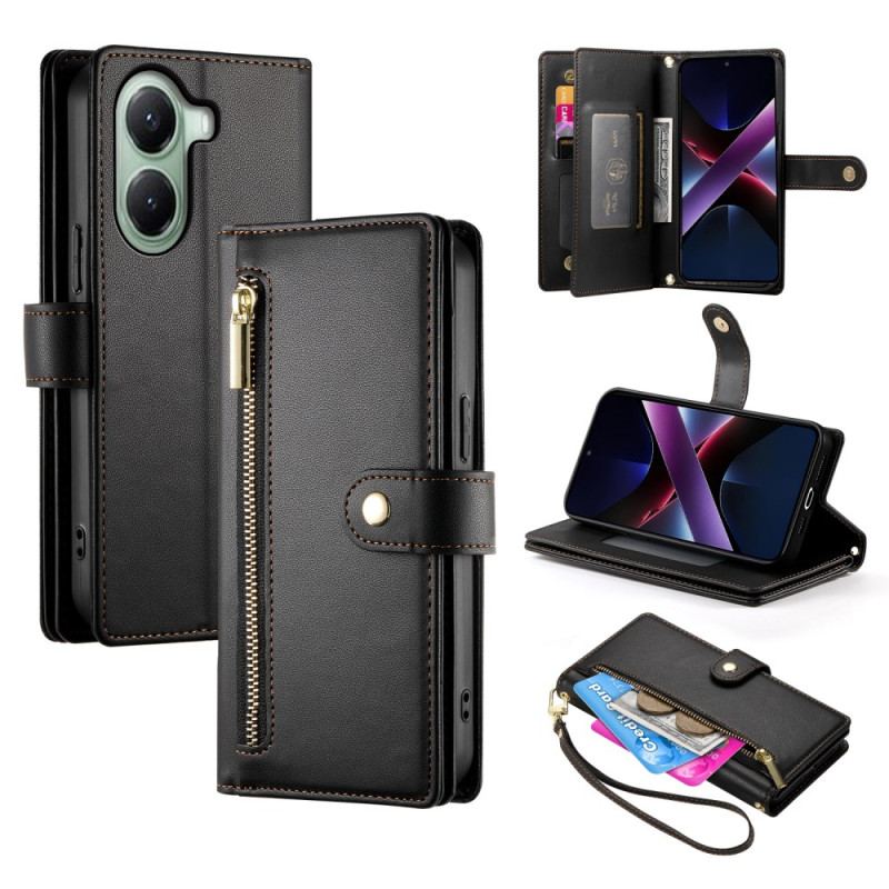 Housse Poco X7 Pro 5G Portefeuille avec Lanière et Bandoulière