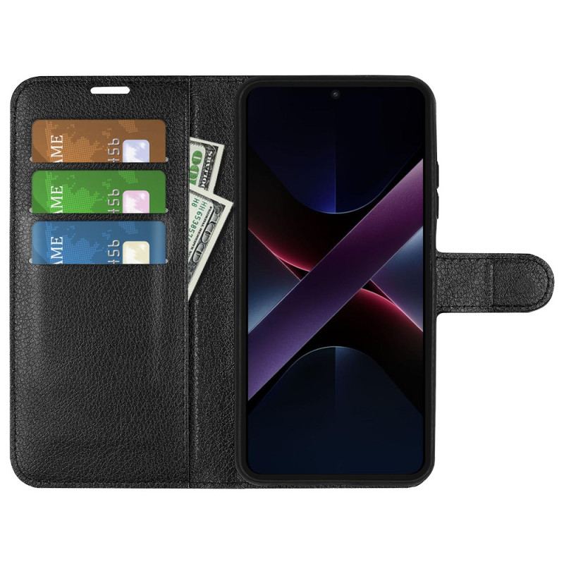 Housse Poco X7 Pro 5G Simili Cuir Litchi