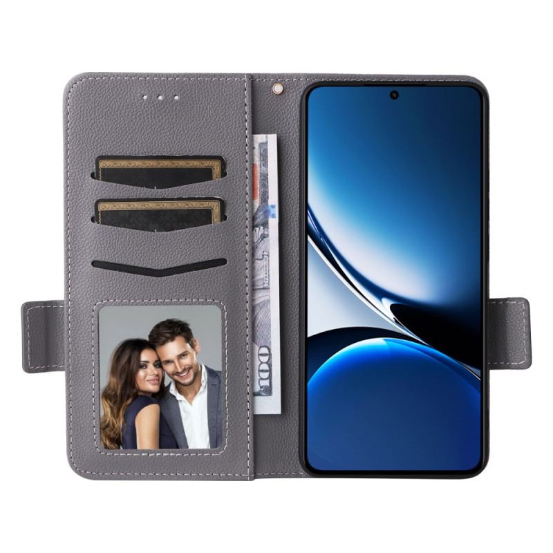 Housse Poco X7 Pro 5G Simili Cuir Litchi à Lanière