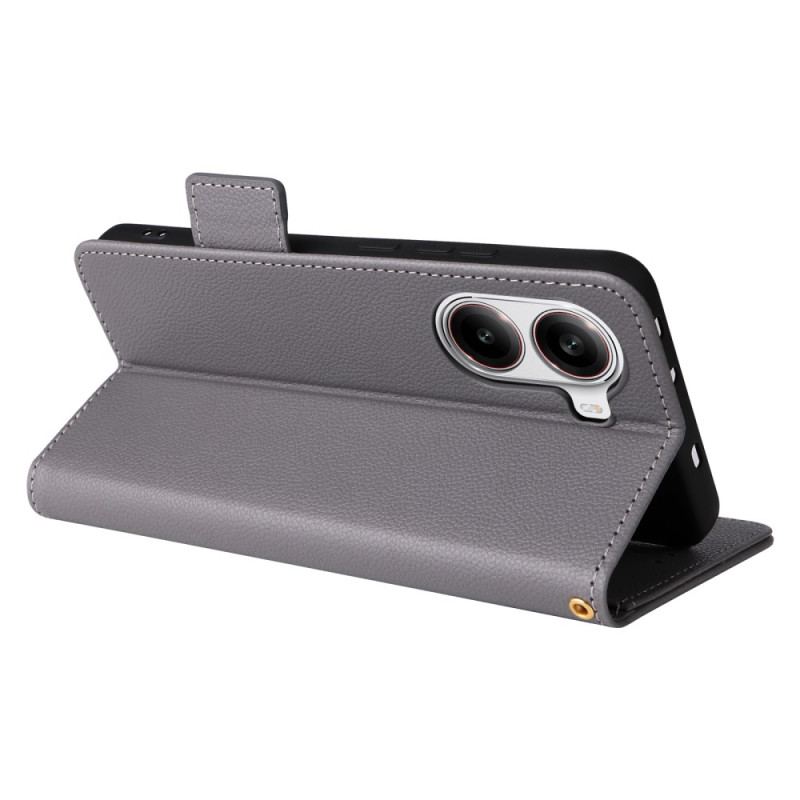 Housse Poco X7 Pro 5G Simili Cuir Litchi à Lanière