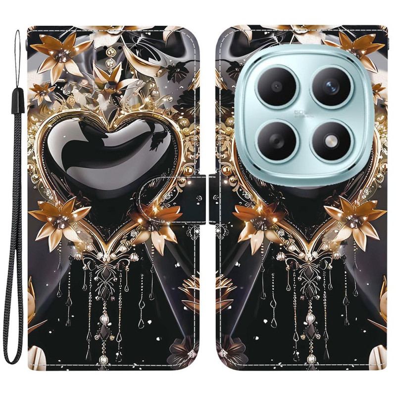 Housse Xiaomi Redmi Note 15 5G / Poco M8 5G Cœur Noir et Or