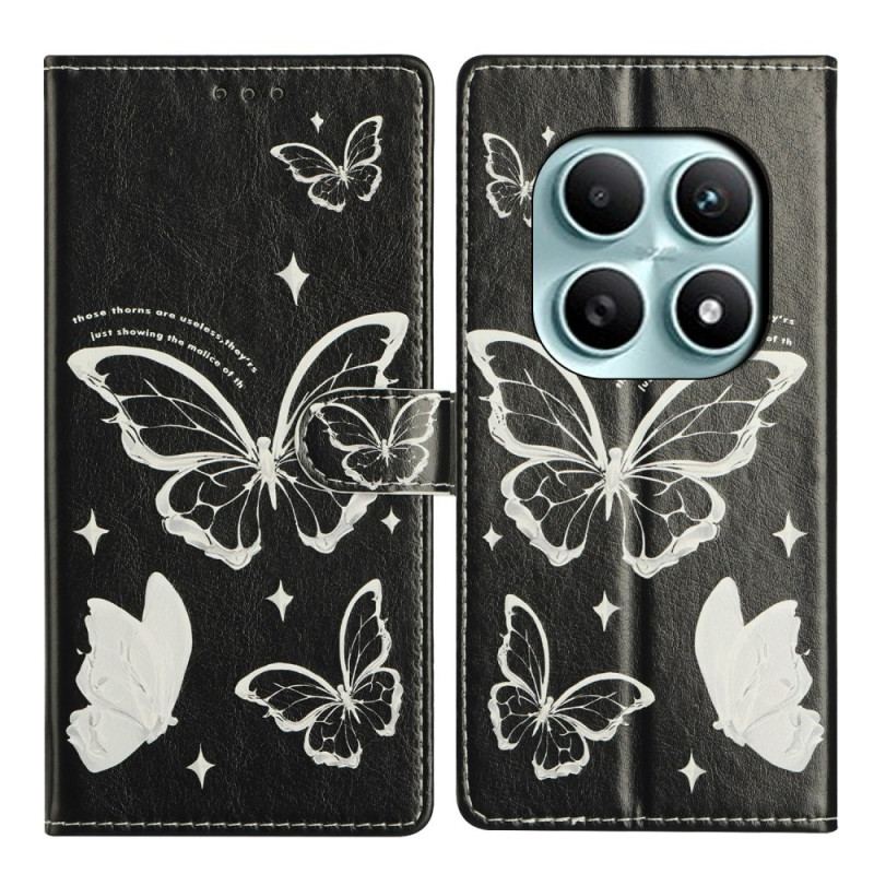 Housse Xiaomi Redmi Note 15 5G / Poco M8 5G Papillons Noirs et Blancs