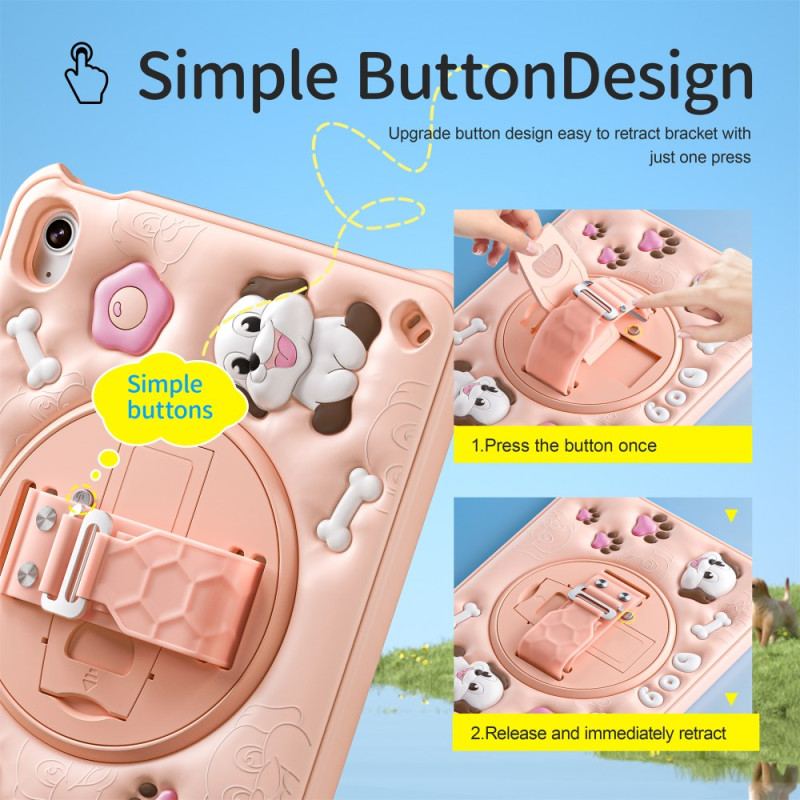 Coque iPad (2025) / 10.9 (2022) Kids Chien Bandoulière et Support
