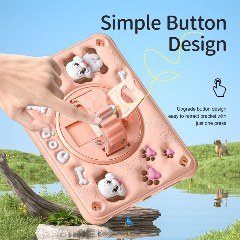 Coque iPad (2025) / 10.9 (2022) Kids Chien Bandoulière et Support