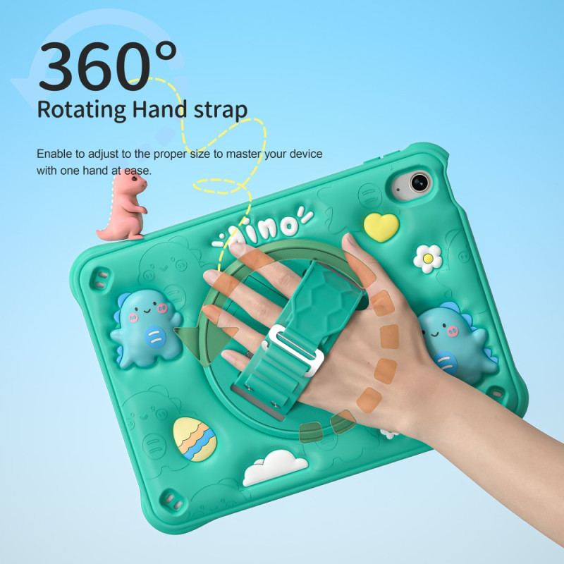 Coque iPad (2025) / 10.9 (2022) KIds Dinosaure Sangle et Support