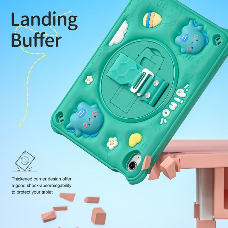 Coque iPad (2025) / 10.9 (2022) KIds Dinosaure Sangle et Support