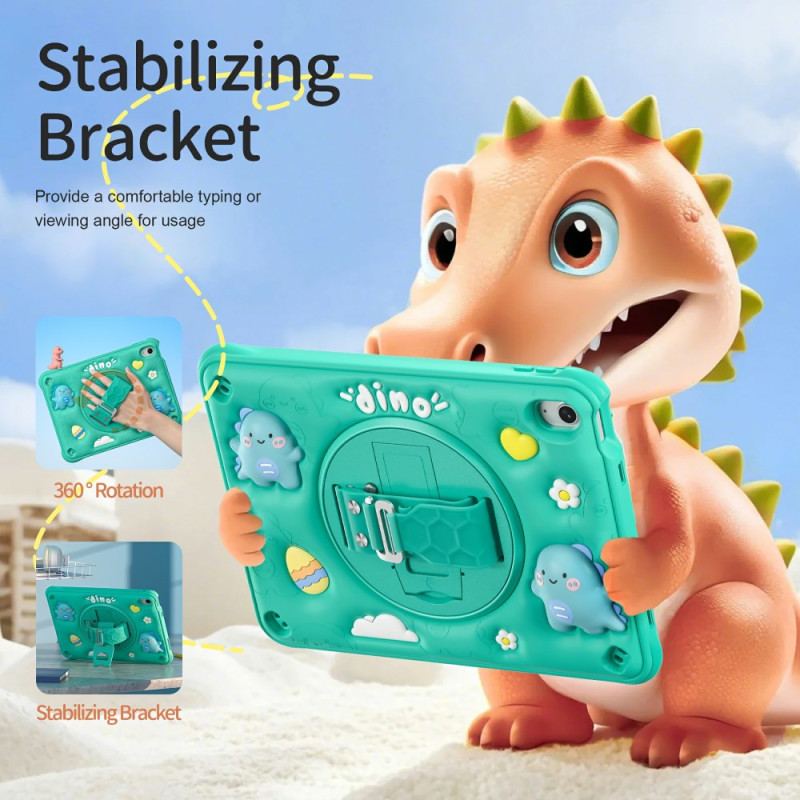 Coque iPad (2025) / 10.9 (2022) KIds Dinosaure Sangle et Support