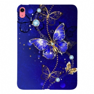 Coque iPad (2025) / 10.9 (2022) Papillons Bleu et Or