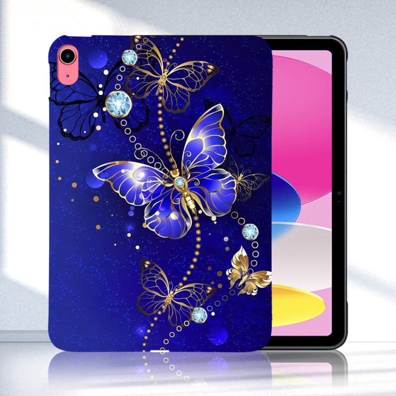 Coque iPad (2025) / 10.9 (2022) Papillons Bleu et Or