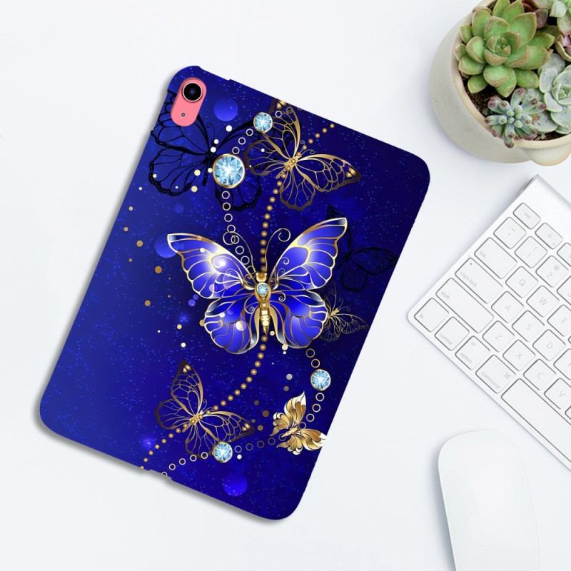 Coque iPad (2025) / 10.9 (2022) Papillons Bleu et Or