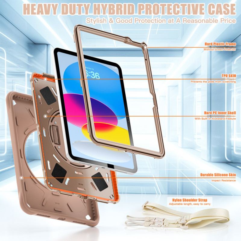 Coque iPad (2025) / 10.9 (2022) Support Rotatif à 360 Degrés et Bandoulière