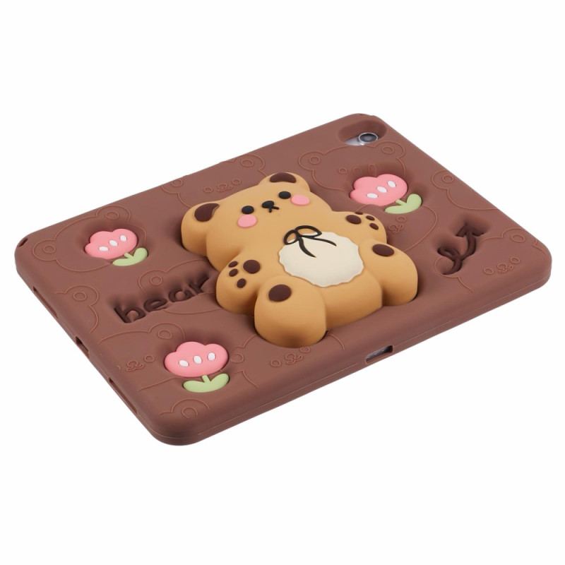 Étui pour iPad (2025) / 10.9 (2022) Support Ourson et Motif Tulipe