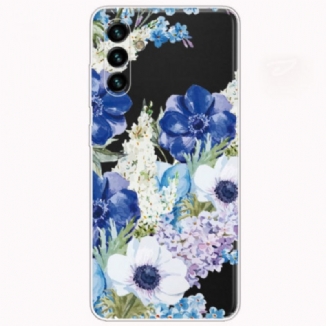Coque Samsung Galaxy A13 5G / A04s Fleurs Bleues Aquarelle