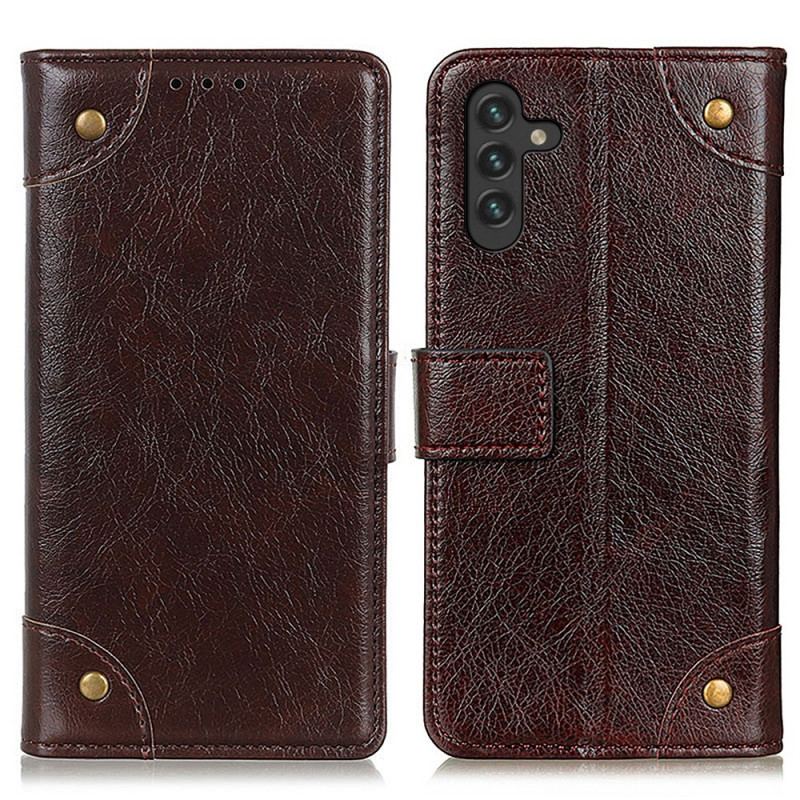 Housse Samsung Galaxy A13 5G / A04s Cuir Fendu Nappa Rivets