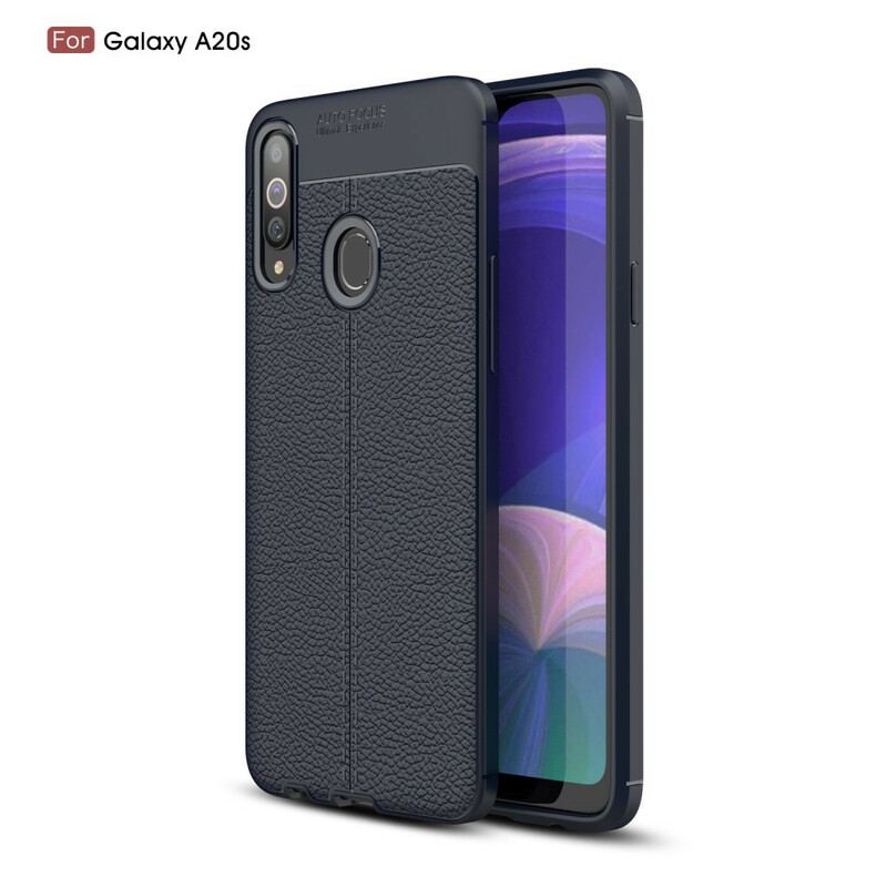 Coque Samsung Galaxy A20s Effet Cuir Litchi Double Line