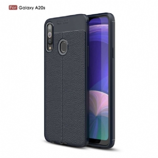 Coque Samsung Galaxy A20s Effet Cuir Litchi Double Line