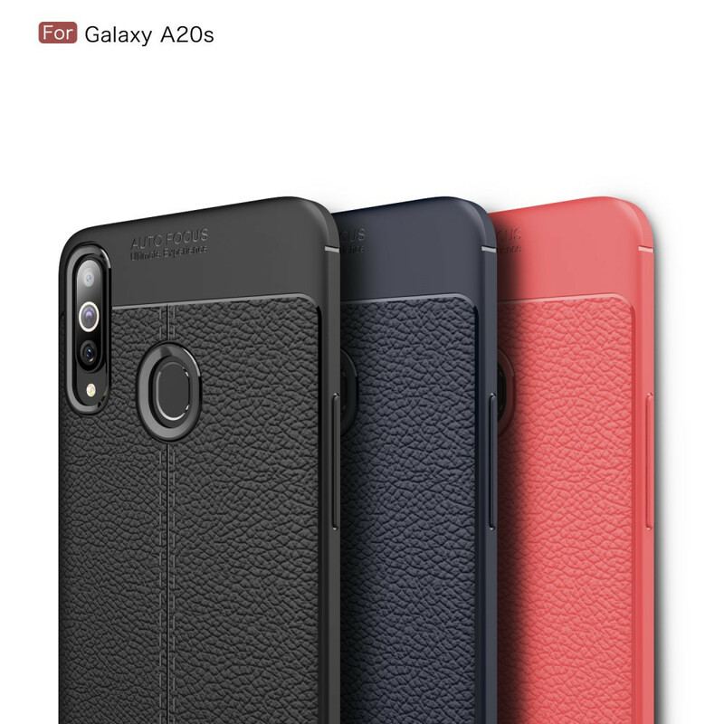 Coque Samsung Galaxy A20s Effet Cuir Litchi Double Line