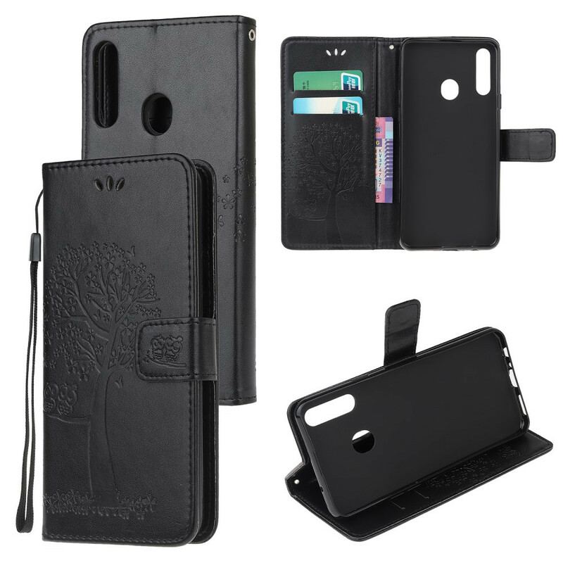 Housse Samsung Galaxy A20s Arbre et Hiboux à Lanière