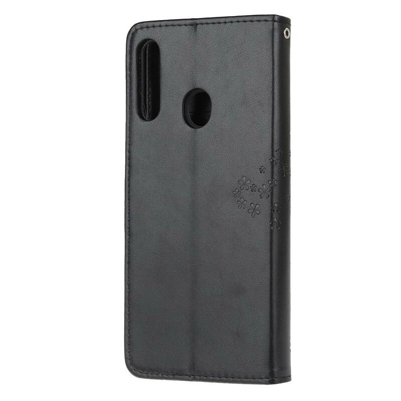 Housse Samsung Galaxy A20s Arbre et Hiboux à Lanière
