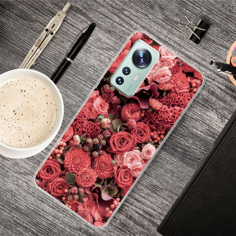 Coque Xiaomi 12 Pro Silicone Déclinaison Florale