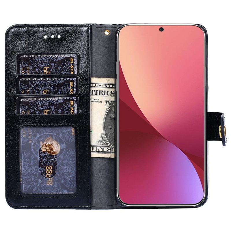 Housse Xiaomi 12 Pro Porte-Monnaie Frontal et Lanière
