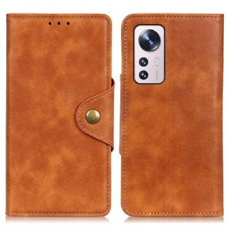 Housse Xiaomi 12 Pro Simili Cuir Vintage et Bouton