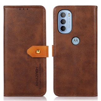 Housse Moto G41 / G31 Bicolore Fermoir Doré KHAZNEH