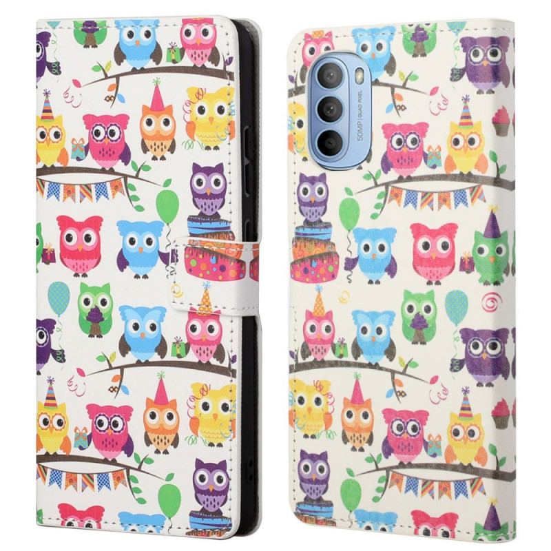 Housse Moto G41 / G31 Hiboux Fond Blanc