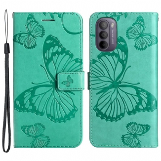 Housse Moto G41 / G31 Papillons Géants à Lanière
