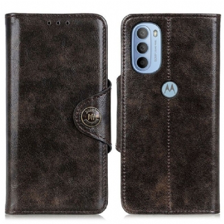 Housse Moto G41 / G31 Simili Cuir Bouton Verni KHAZNEH