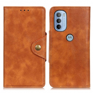 Housse Moto G41 / G31 Simili Cuir Vintage et Bouton