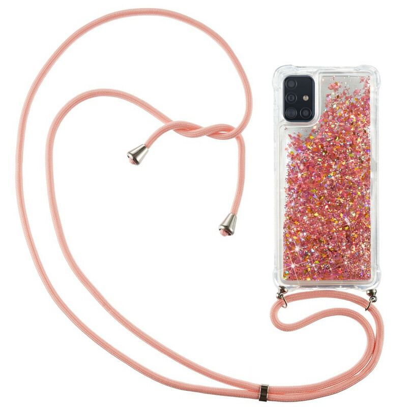 Coque Samsung Galaxy A51 Paillettes avec Cordon