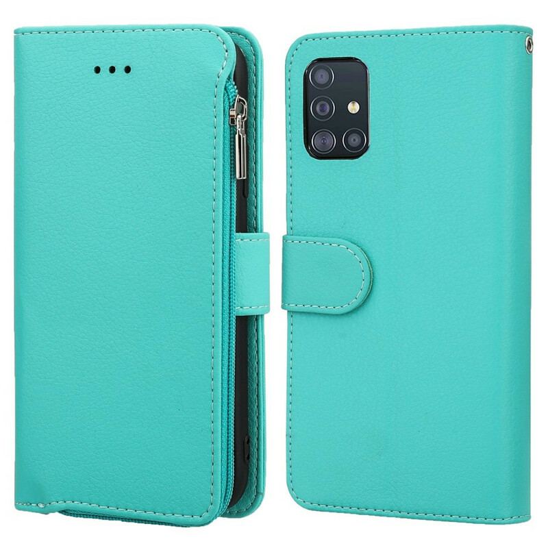Housse Samsung Galaxy A51 Microfibres Style Cuir Poche Zippée