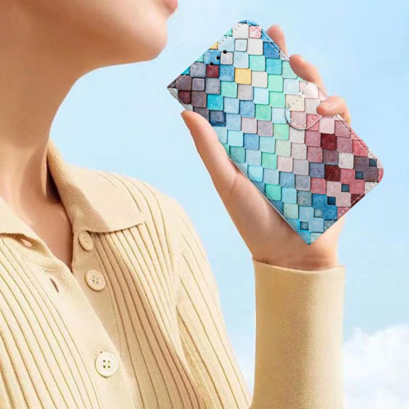 Housse Google Pixel 7A Grille Colorée à Lanière