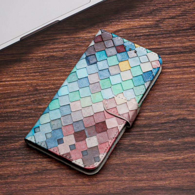 Housse Google Pixel 7A Grille Colorée à Lanière