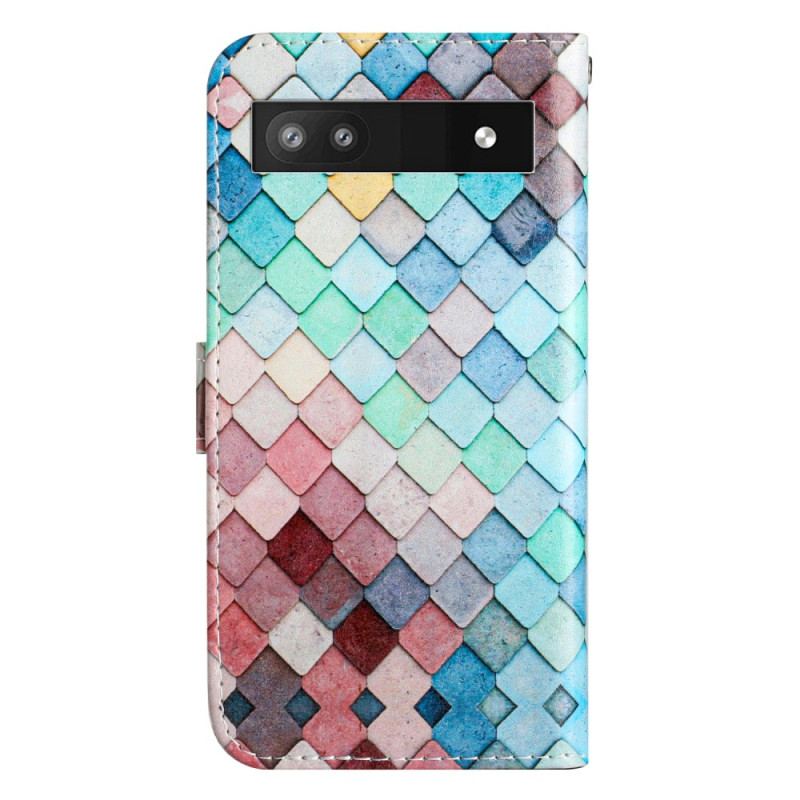 Housse Google Pixel 7A Grille Colorée à Lanière