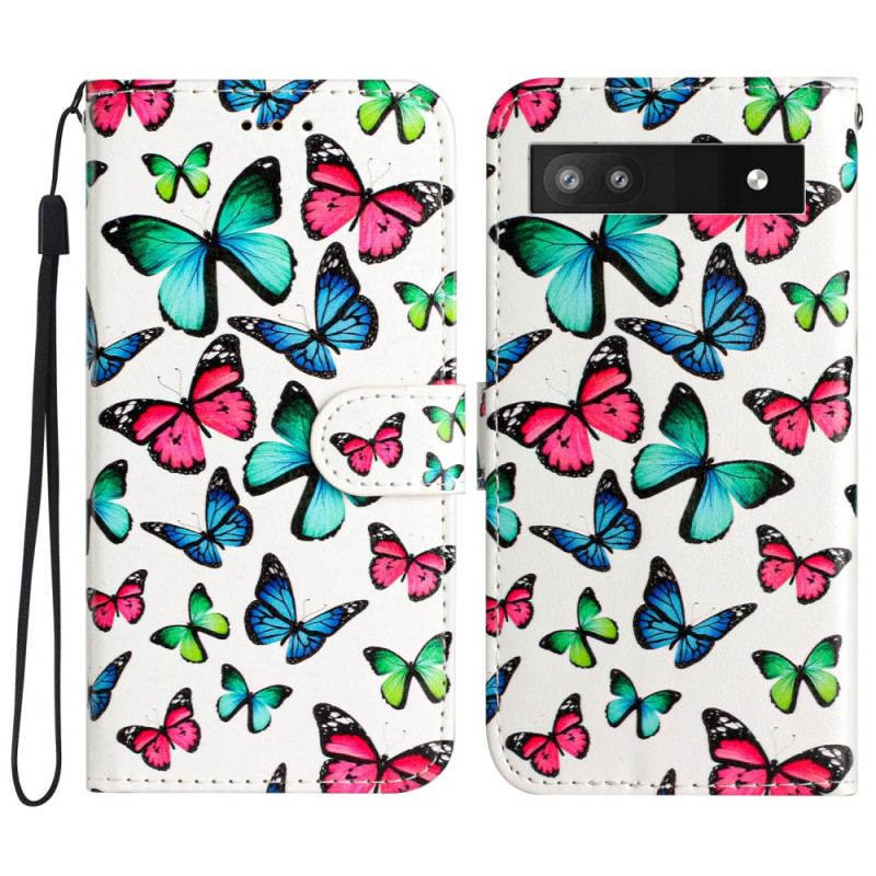 Housse Google Pixel 7A Papillons en Vol à Lanière